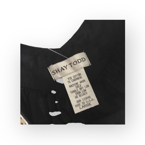 new Shay Todd ❁ Handkerchief Hem Crochet Shoulder Tie Dress Swim Cover ❁ Black L - Picture 6 of 13